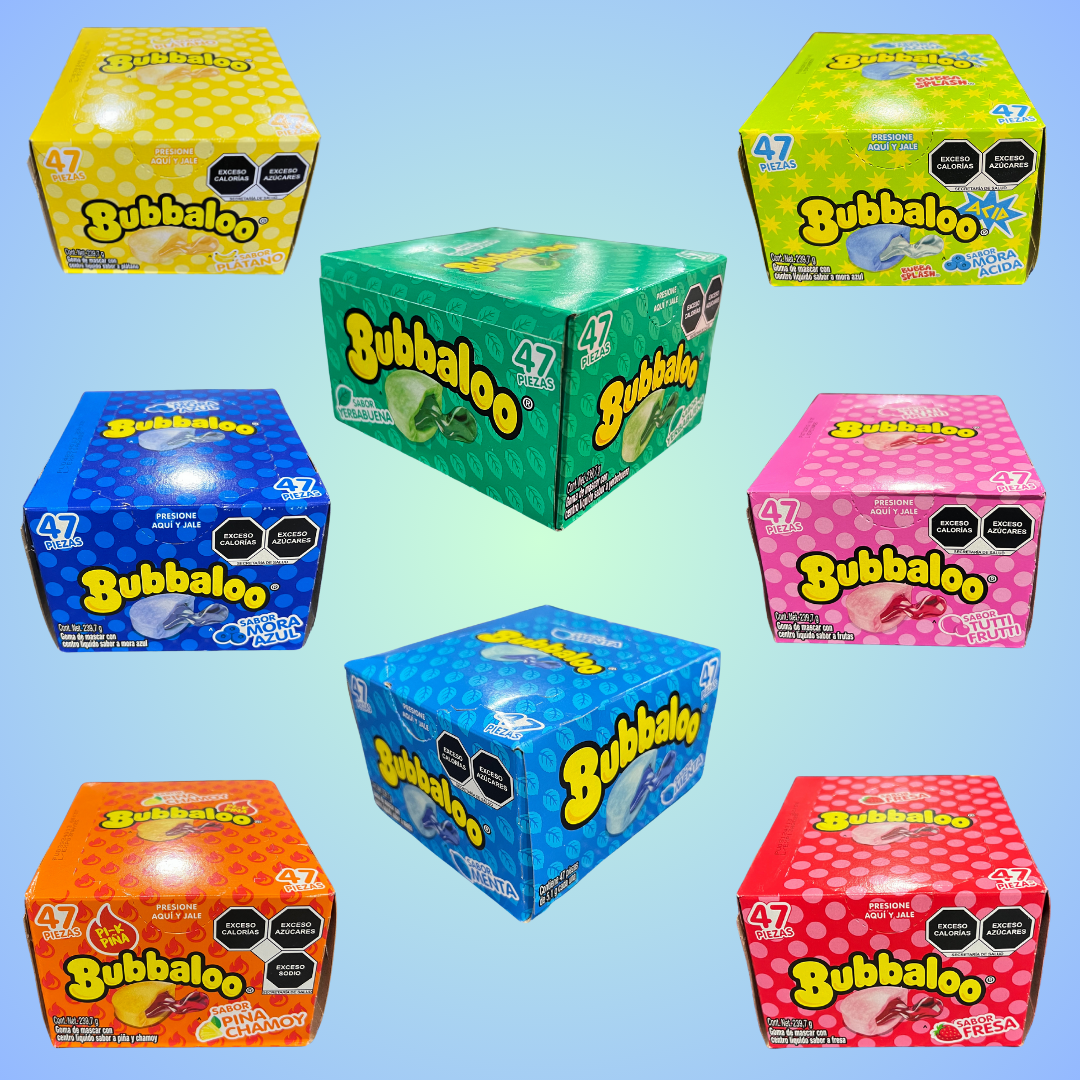 "Adams - Bubbaloo" Bubble Gum - 8 Flavors - 47ct Box