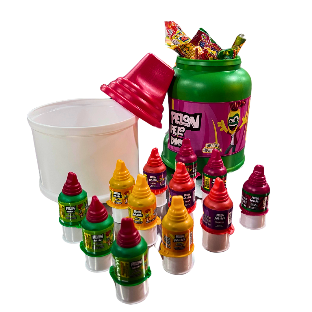 "Candy Container" comes with "12 Mini Pelon-Ricos" and Pinata Candy (2lbs)