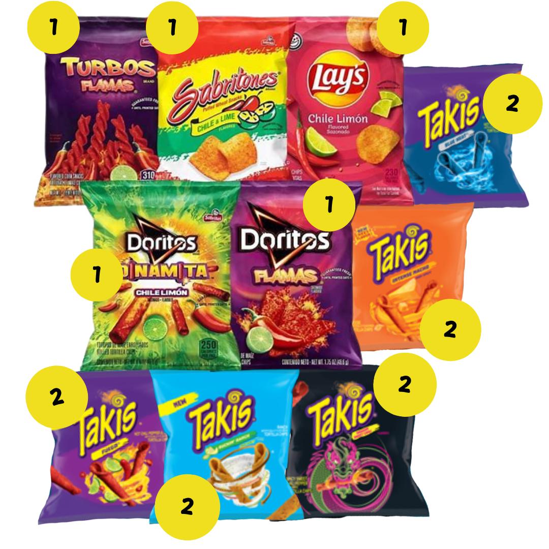 Takis & Sabritas 15 Snack Size Chip Bags