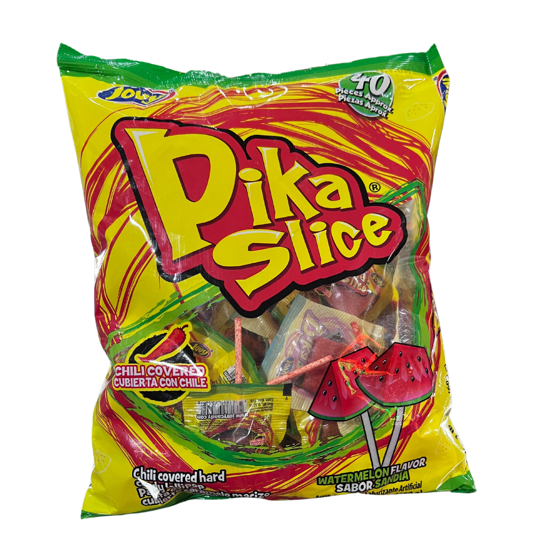 "Jovy Pika Slice" - Watermelon Lollipops Covered with Chili Powder (40 Pieces)