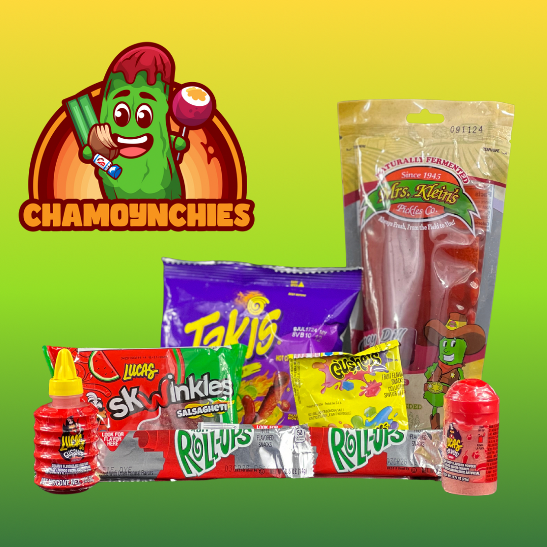 Mrs. Kleins "Chamoy Pickle" - Includes Takis, Gushers, Fruit Roll Ups and more.