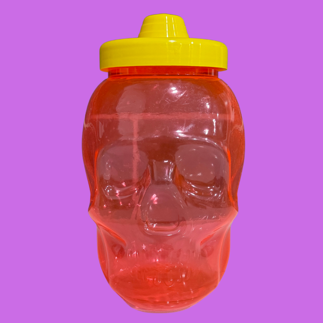 "Container - Filled with 1 Lb of Pinata Candy" - Skull Shape - Halloween