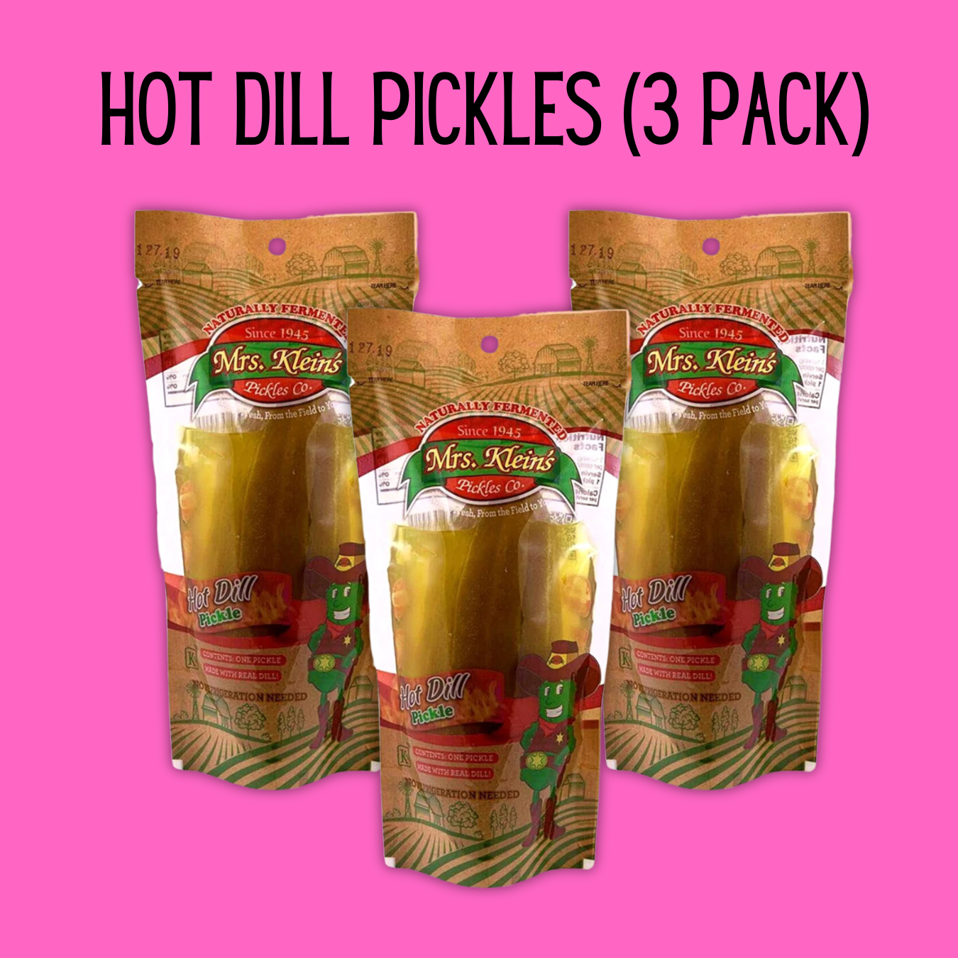 "Trio Pickles" 3 Pack: Chamoy, Blue Raspberry, Hot Dill, or Chili Lime