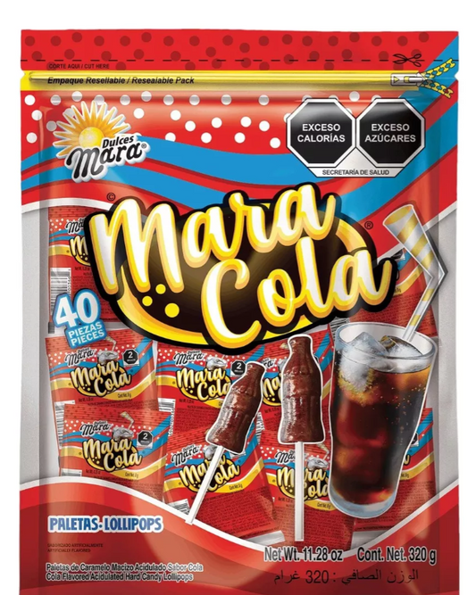 "Dulces Mara - Mara Cola" - Cola Flavored Lollipops (40 ct)