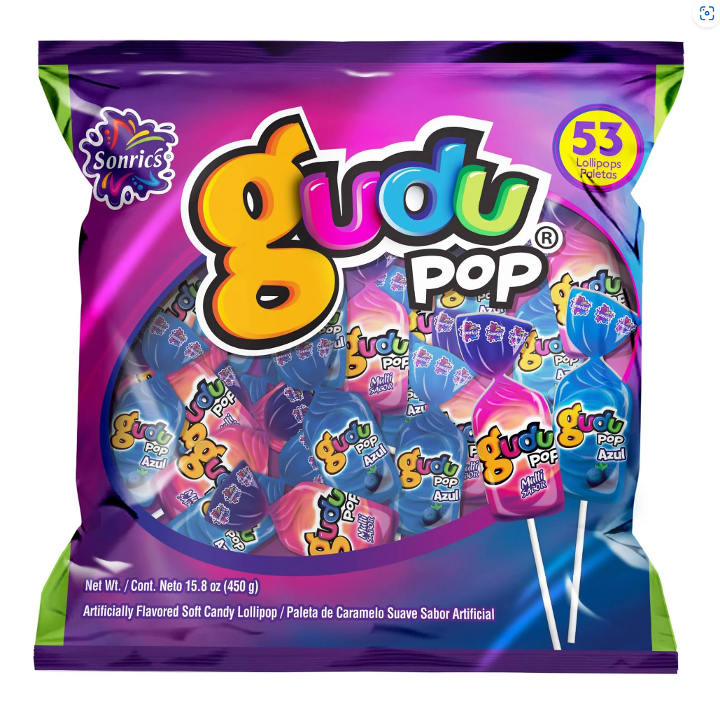 "Sonricas - Gudu Pop " - Lollipops - Various Flavors - 53 ct