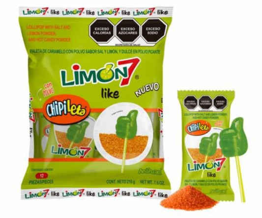 "Anahuac - Limon 7  - Chipileta Like" - Lollipops - 12 Ct