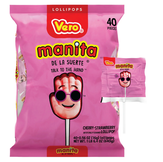 "Vero Manita" Cherry-Strawberry Flavored Lollipop (40ct)